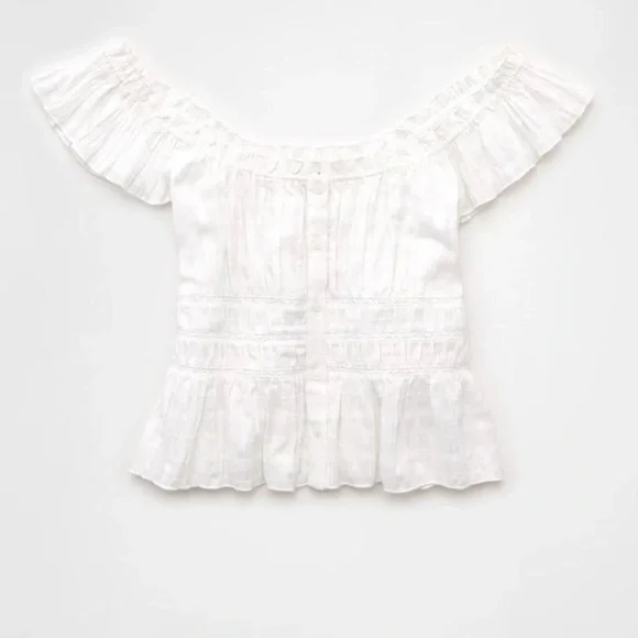 AE Ruched Flutter Sleeve Shirt - Picture 3 of 3